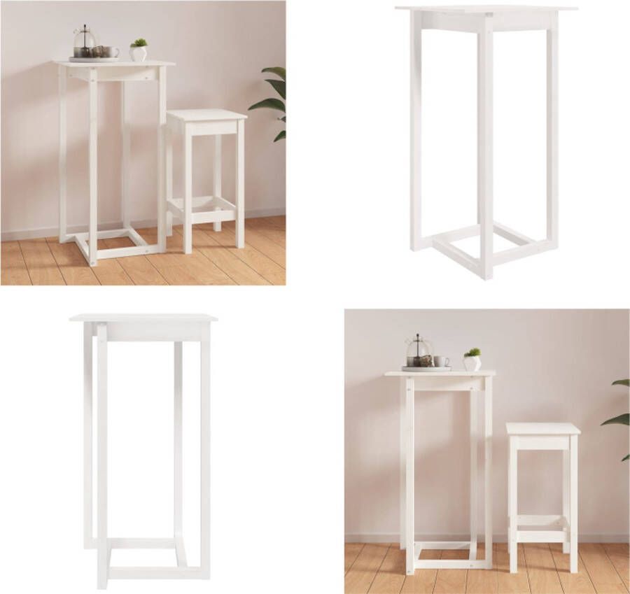 VidaXL Bartafel 60x60x110 cm massief grenenhout wit Bartafel Bartafels Bistrotafel Cafétafel