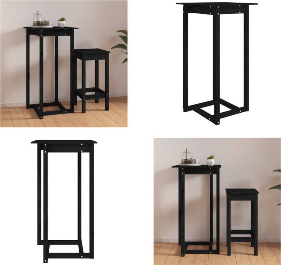 VidaXL Bartafel 60x60x110 cm massief grenenhout zwart Bartafel Bartafels Bistrotafel Cafétafel