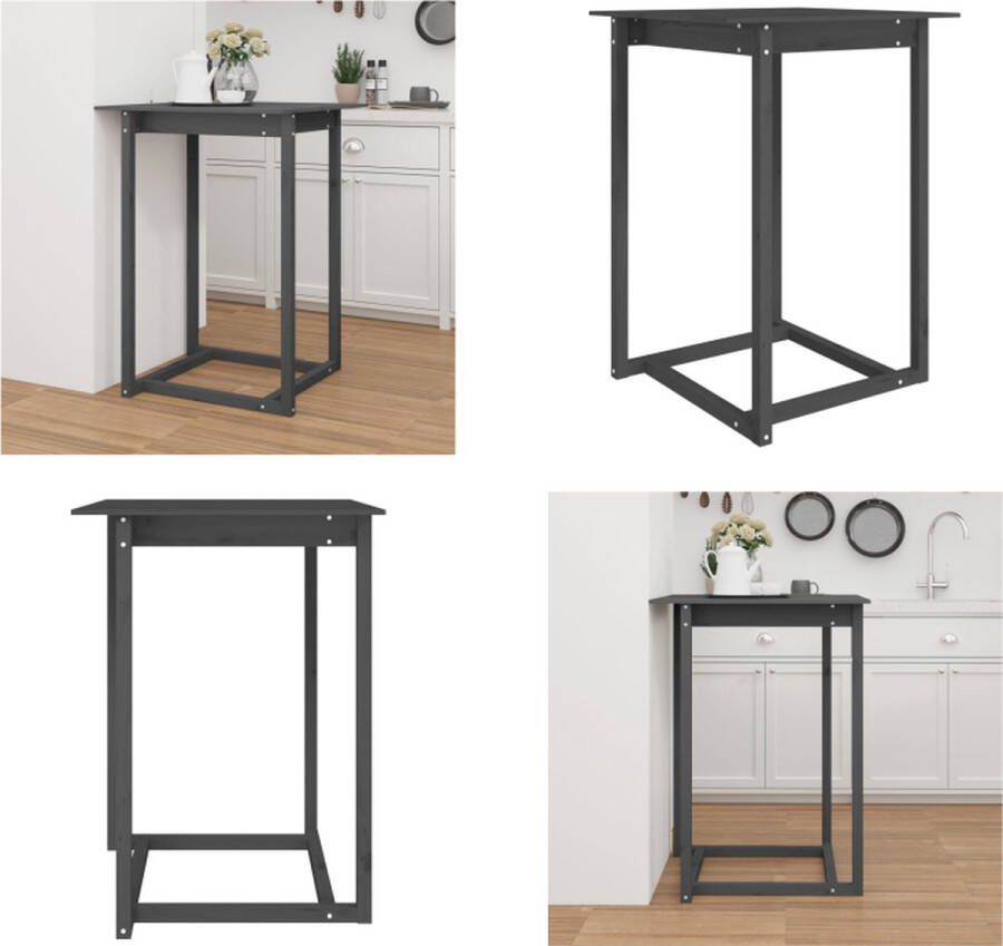 VidaXL Bartafel 80x80x110 cm massief grenenhout grijs Bartafel Bartafels Bistrotafel Cafétafel