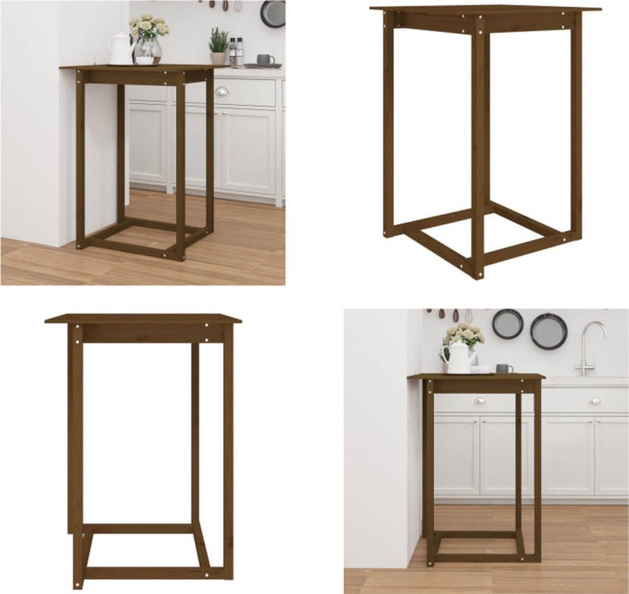 VidaXL Bartafel 80x80x110 cm massief grenenhout honingbruin Bartafel Bartafels Bistrotafel Cafétafel