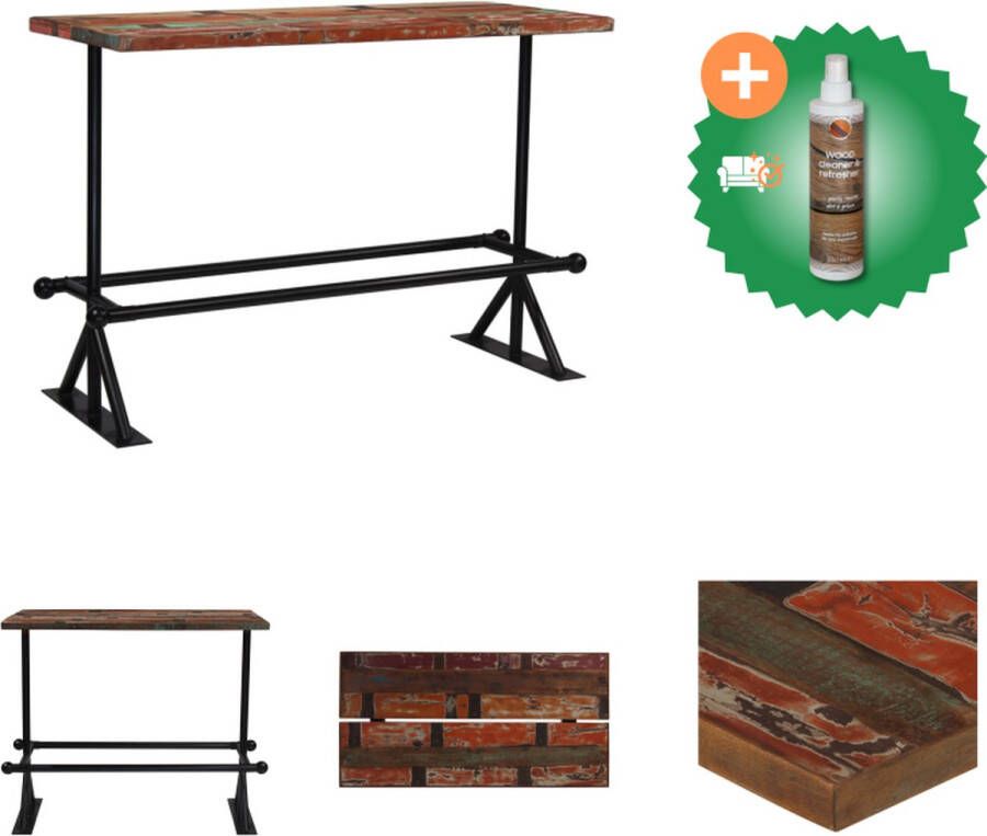 VidaXL Bartafel Antieke Stijl Hout 150x70x107cm Gerecycled Stalen Poten Tafel Inclusief Houtreiniger en verfrisser