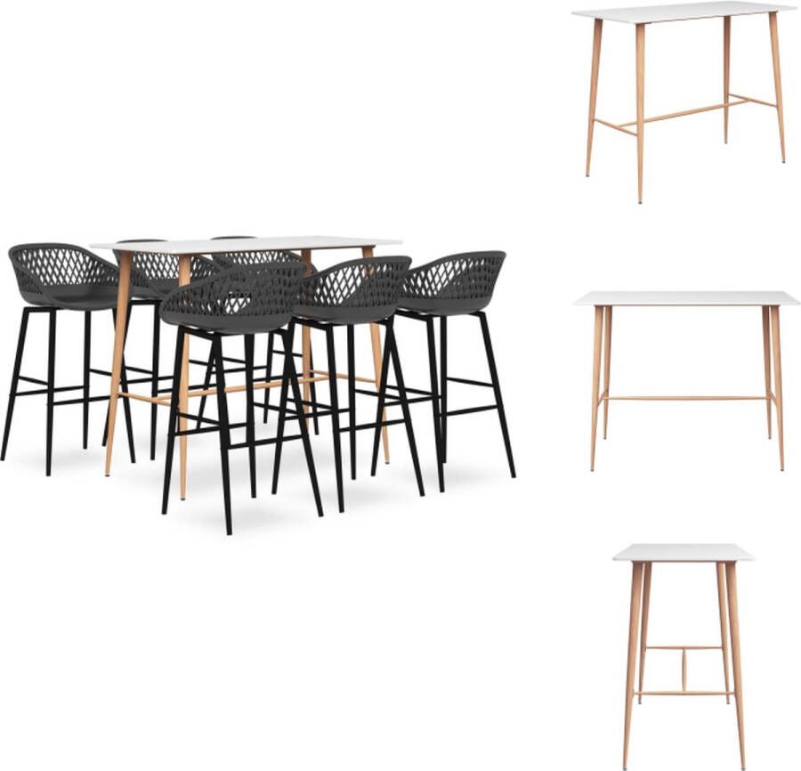 VidaXL Bartafel Barset wit 120 x 60 x 105 cm MDF en metaal 1 bartafel 6 barkrukken Set tafel en stoelen