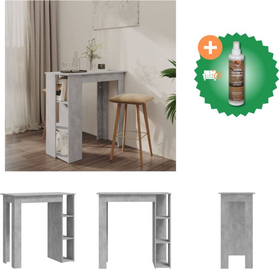VidaXL Bartafel met schap 102x50x103-5 cm spaanplaat betongrijs Tafel Inclusief Houtreiniger en verfrisser