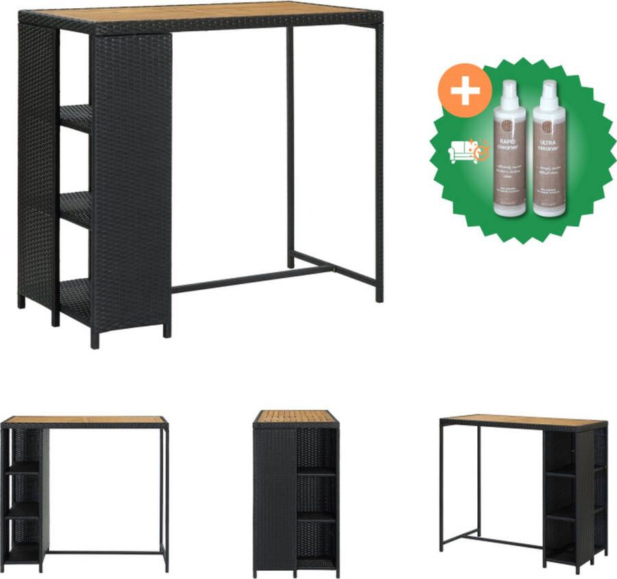 VidaXL Bartafel Bistrotafel PE-rattan 120 x 60 x 110 cm Opbergrek Zwart Tafel Inclusief Onderhoudsset