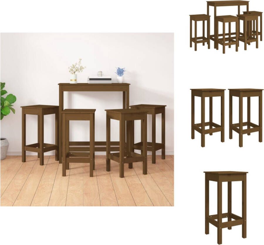 VidaXL Bartafel Grenenhout 100 x 50 x 110 cm Honingbruin Set tafel en stoelen