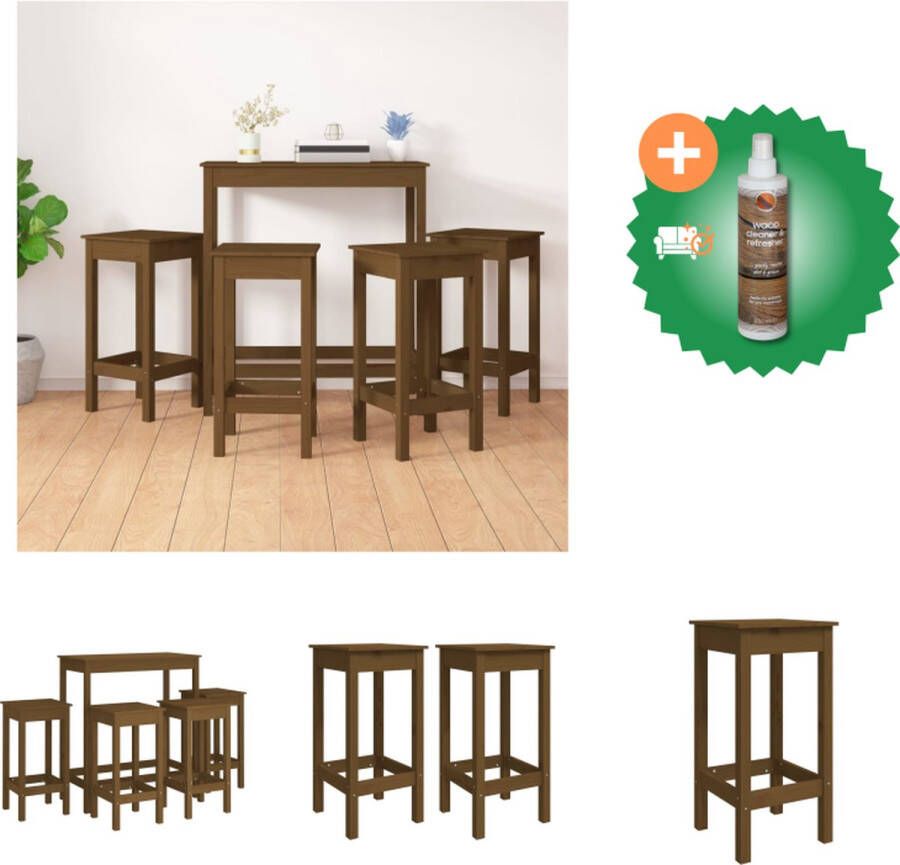 VidaXL Houten Bartafel Grenenhout 80 x 80 x 110 cm Honingbruin Set tafel en stoelen Inclusief Houtreiniger en verfrisser