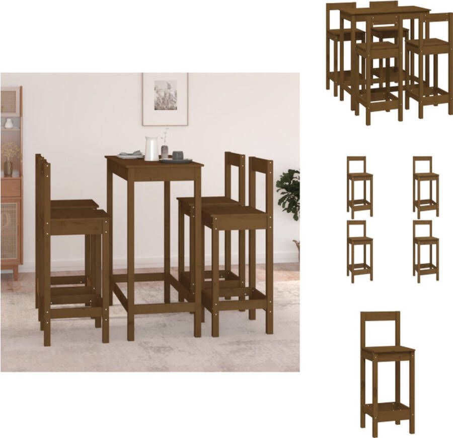 VidaXL Bartafel Grenenhout 100x50x110 cm Stabiel frame Honingbruin Montagehandleiding Set tafel en stoelen