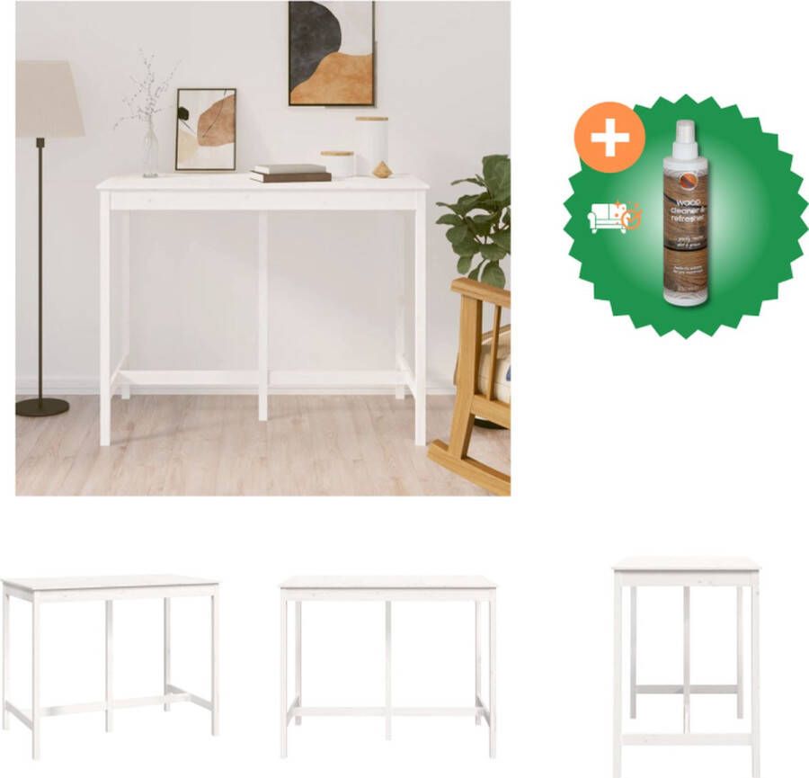VidaXL Bartafel 140x80x110 cm massief grenenhout wit Tafel Inclusief Houtreiniger en verfrisser