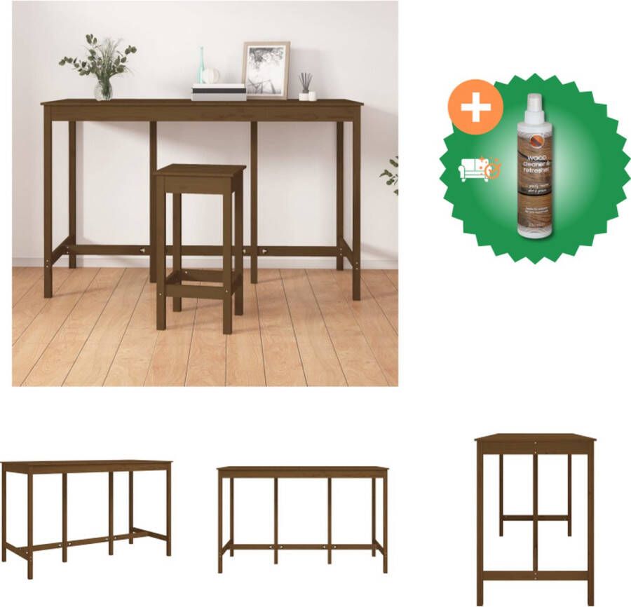 VidaXL Bartafel 180x80x110 cm massief grenenhout honingbruin Tafel Inclusief Houtreiniger en verfrisser