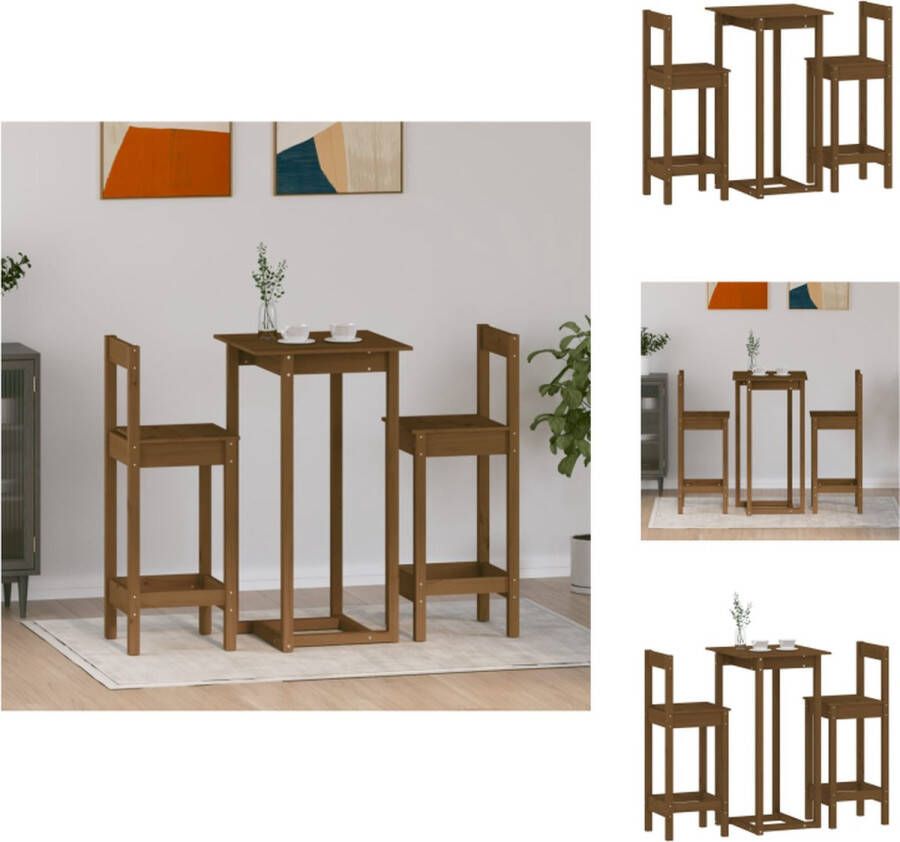 VidaXL Bartafel Grenenhout 60 x 60 x 110 cm Honingbruin Stevig frame en blad Set tafel en stoelen