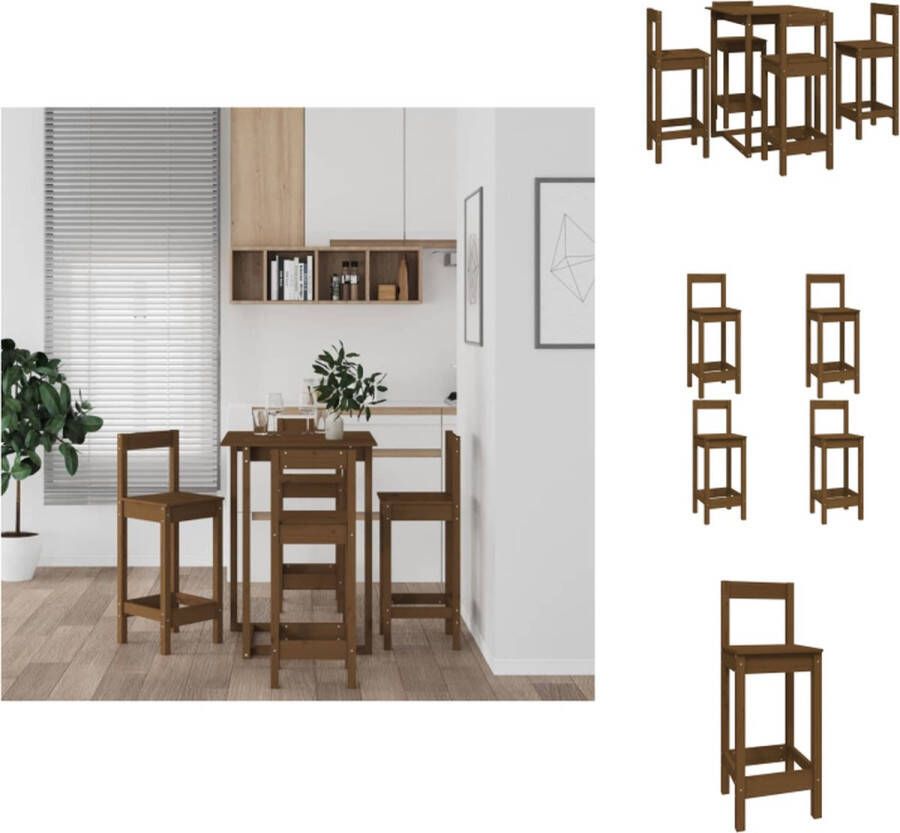 vidaXL bartafel Grenenhout 80x80x110 cm honingbruin Set tafel en stoelen
