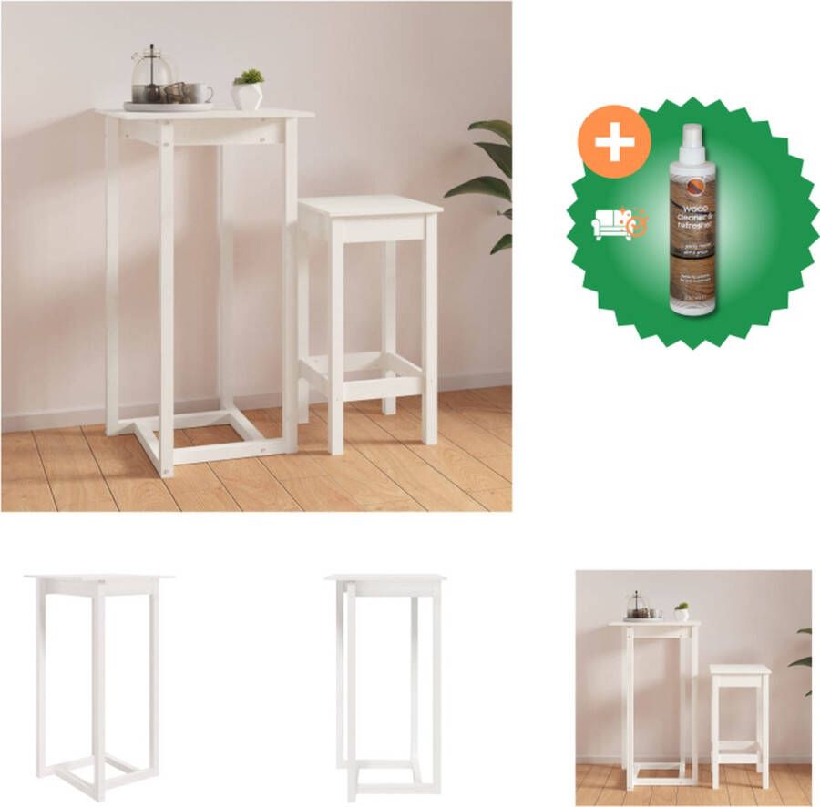 VidaXL Bartafel 60x60x110 cm massief grenenhout wit Tafel Inclusief Houtreiniger en verfrisser