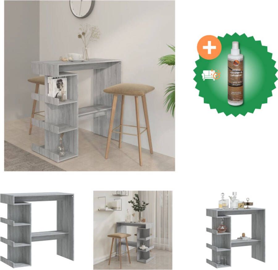 VidaXL Bartafel Grijs Sonoma Eiken 100 x 50 x 101.5 cm Duurzaam en Stabiel Tafel Inclusief Houtreiniger en verfrisser