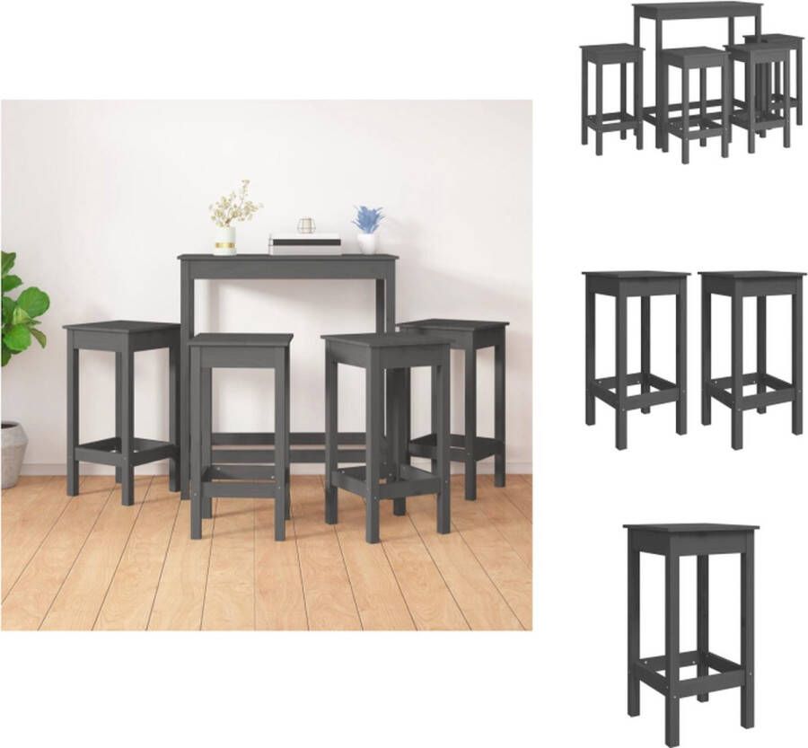 VidaXL Bartafel Houten bartafel 100 x 50 x 110 cm Grijs Stabiel frame Set tafel en stoelen