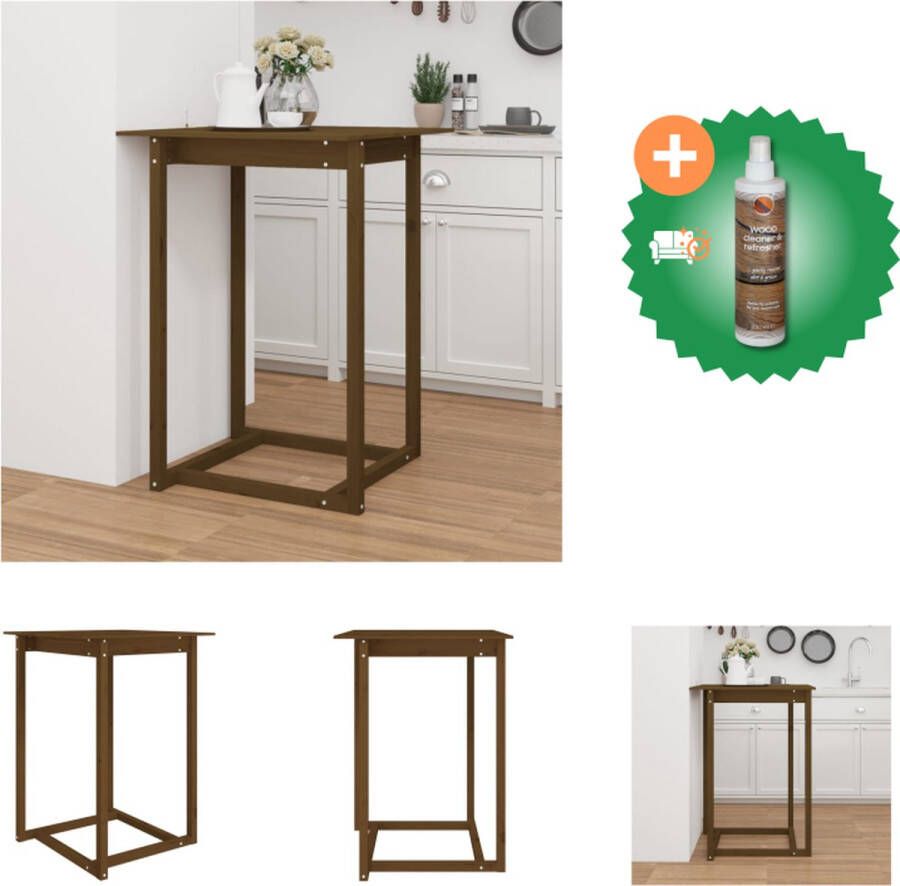 VidaXL Bartafel Houten Massief Grenenhout 80x80x110 cm Honingbruin Tafel Inclusief Houtreiniger en verfrisser