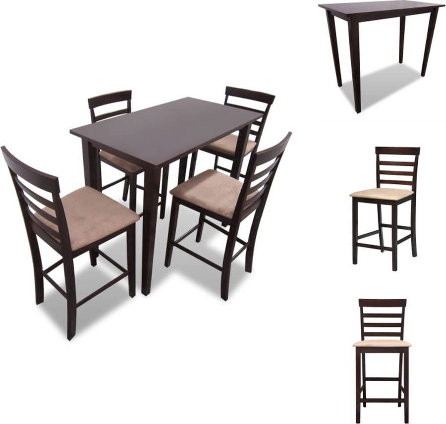 VidaXL Eetkamertafel En Eetkamerstoel Eetkamertafels En Eetkamerstoelen Eetkamer Set Keukentafel Bartafel met 4 barstoelen set hout bruin