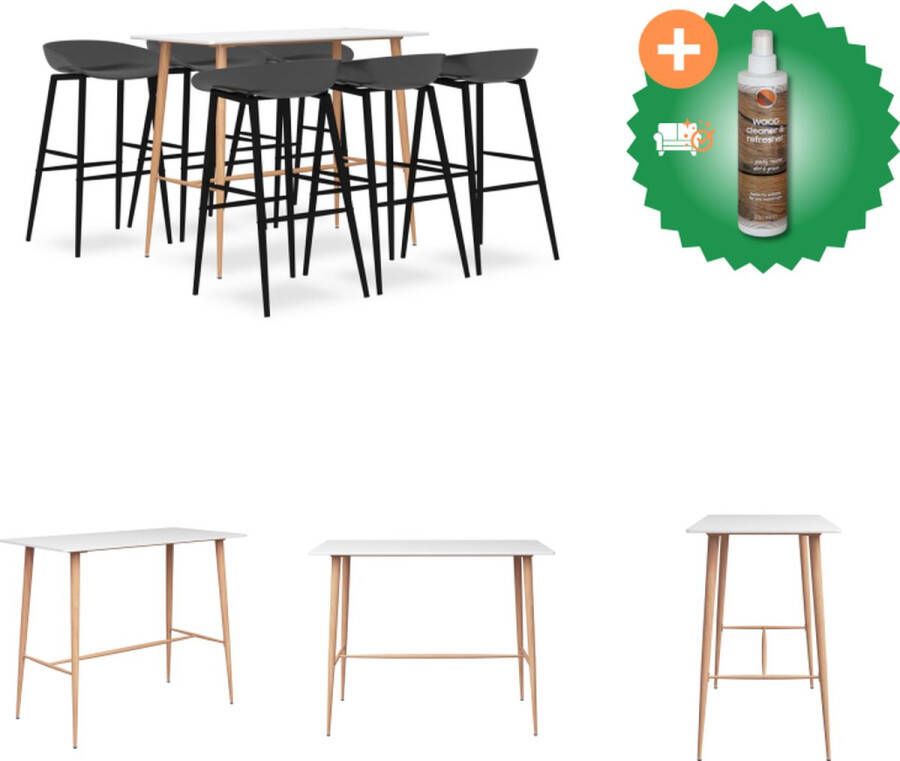 VidaXL Bartafel Industrieel 120 x 60 x 105 cm MDF Metaal Wit Set tafel en stoelen Inclusief Houtreiniger en verfrisser