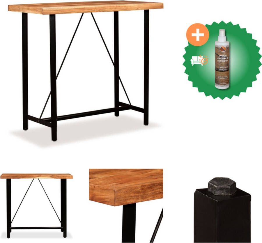 VidaXL Bartafel Industrieel 120 x 60 x 107 cm Massief acaciahout en staal Tafel Inclusief Houtreiniger en verfrisser