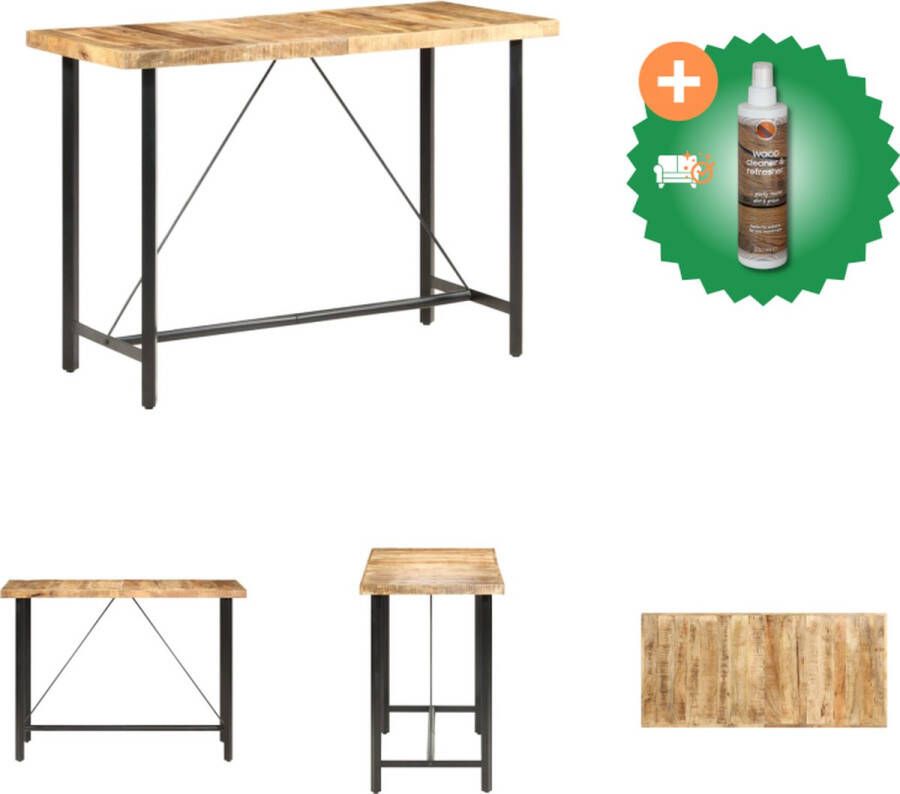 VidaXL Bartafel Industrieel 150 x 70 x 107 cm Ruw mangohout en ijzer Tafel Inclusief Houtreiniger en verfrisser