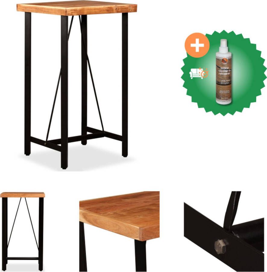 VidaXL Bartafel Industrieel 60 x 60 x 107 cm Massief Acaciahout en Staal Tafel Inclusief Houtreiniger en verfrisser