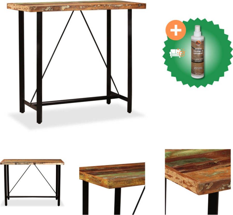VidaXL Bartafel Industriële Stijl 120 x 60 x 107 cm Massief gerecycled hout en staal Tafel Inclusief Houtreiniger en verfrisser