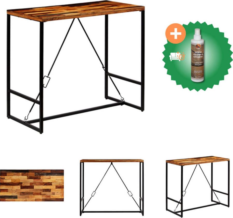 VidaXL Bartafel Industriële Stijl 120x60x106 cm Massief Gerecycled Hout Stalen Poten Tafel Inclusief Houtreiniger en verfrisser