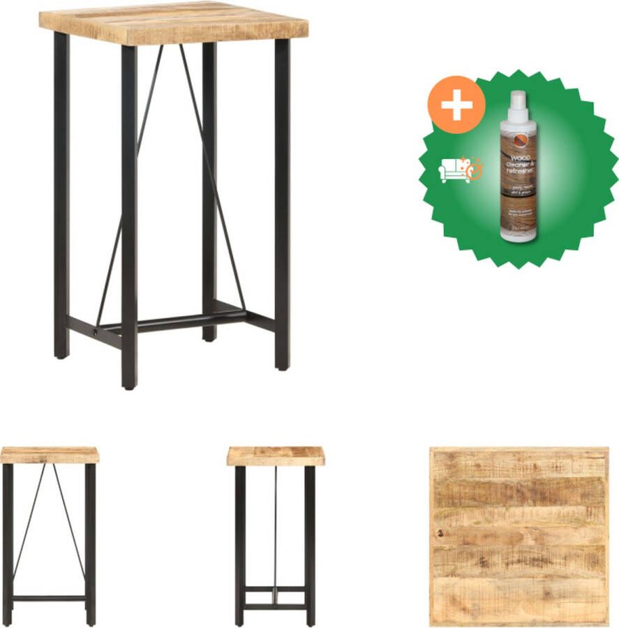 VidaXL Bartafel Industriële Stijl 60x60x107 cm Mangohout en IJzer Tafel Inclusief Houtreiniger en verfrisser