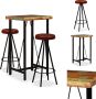 VidaXL Bartafel Industriële Stijl 60x60x107cm Massief gerecycled hout en staal Set tafel en stoelen - Thumbnail 1