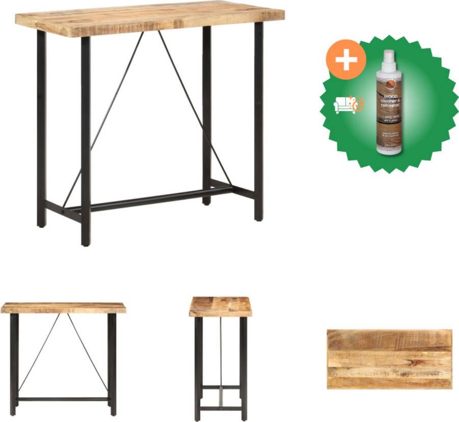 VidaXL Bartafel Industriële Uitstraling Ruw Mangohout 120 x 58 x 107 cm Bruin Zwart Tafel Inclusief Houtreiniger en verfrisser