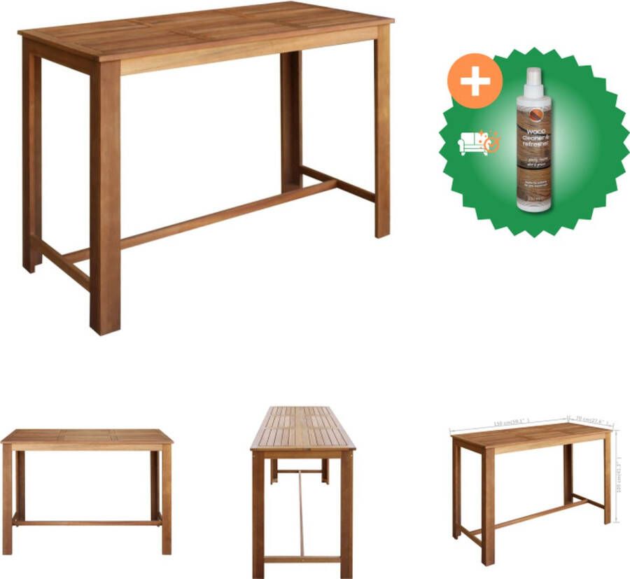 VidaXL Bartafel Massief Acaciahout 150x70x105 Olieafwerking Tafel Inclusief Houtreiniger en verfrisser