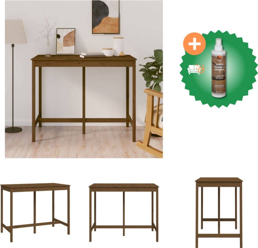 VidaXL Bartafel 140x80x110 cm massief grenenhout honingbruin Tafel Inclusief Houtreiniger en verfrisser