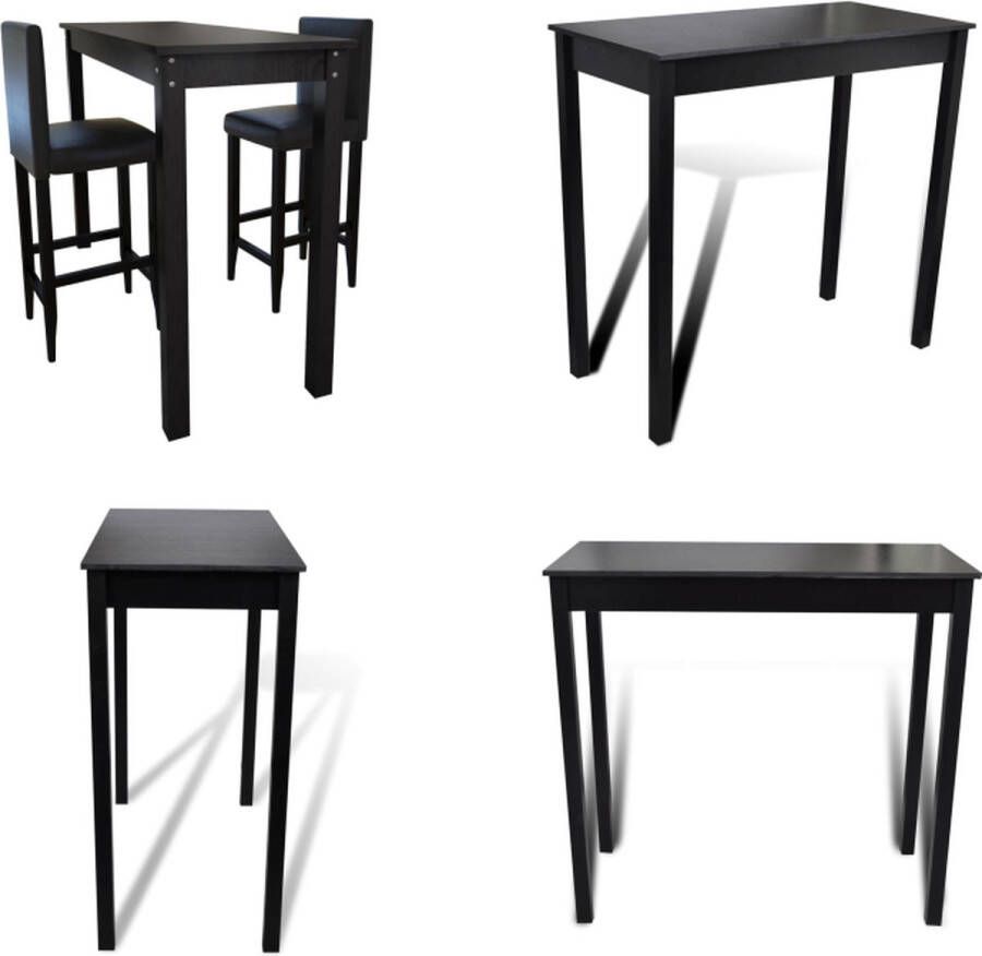 VidaXL Bartafel met 2 barkrukken zwart Bartafel Bartafels Bar Tafel Bar Tafels