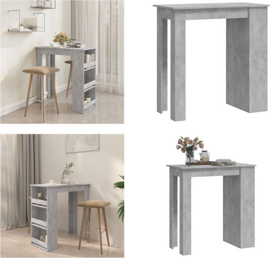 VidaXL Bartafel met opbergrek 102x50x103 5 cm spaanplaat betongrijs Bartafel Bartafels Bistrotafel Pubtafel