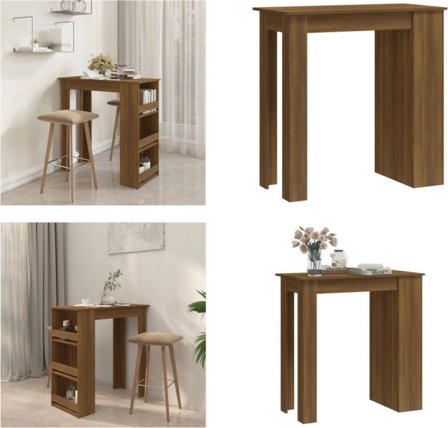 VidaXL Bartafel met opbergrek 102x50x103 5 cm bewerkt hout bruin eiken Bartafel Bartafels Bistrotafel Pubtafel