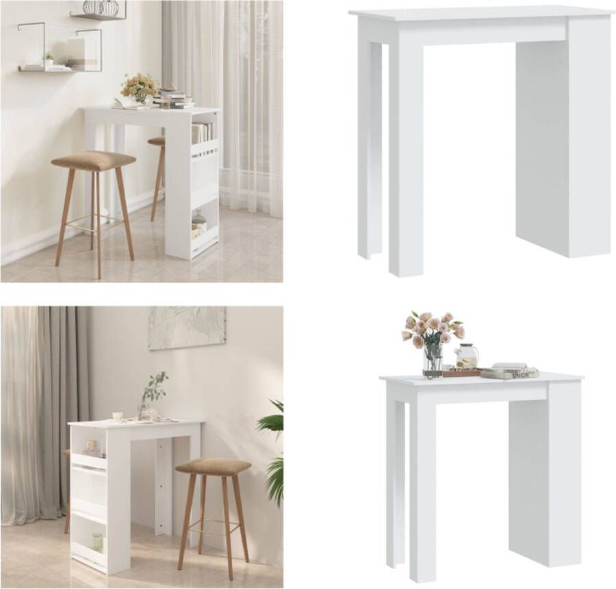 VidaXL Bartafel met opbergrek 102x50x103 5 cm bewerkt hout wit Bartafel Bartafels Bistrotafel Pubtafel