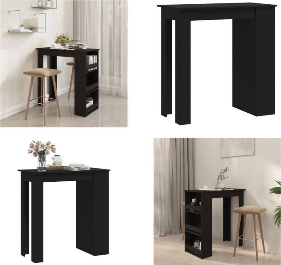 VidaXL Bartafel met opbergrek 102x50x103 5 cm bewerkt hout zwart Bartafel Bartafels Bistrotafel Pubtafel