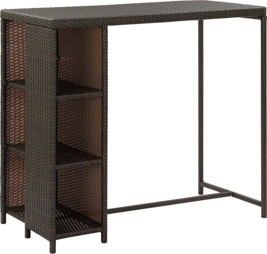 VidaXL -Bartafel-met-opbergrek-120x60x110-cm-poly-rattan-bruin