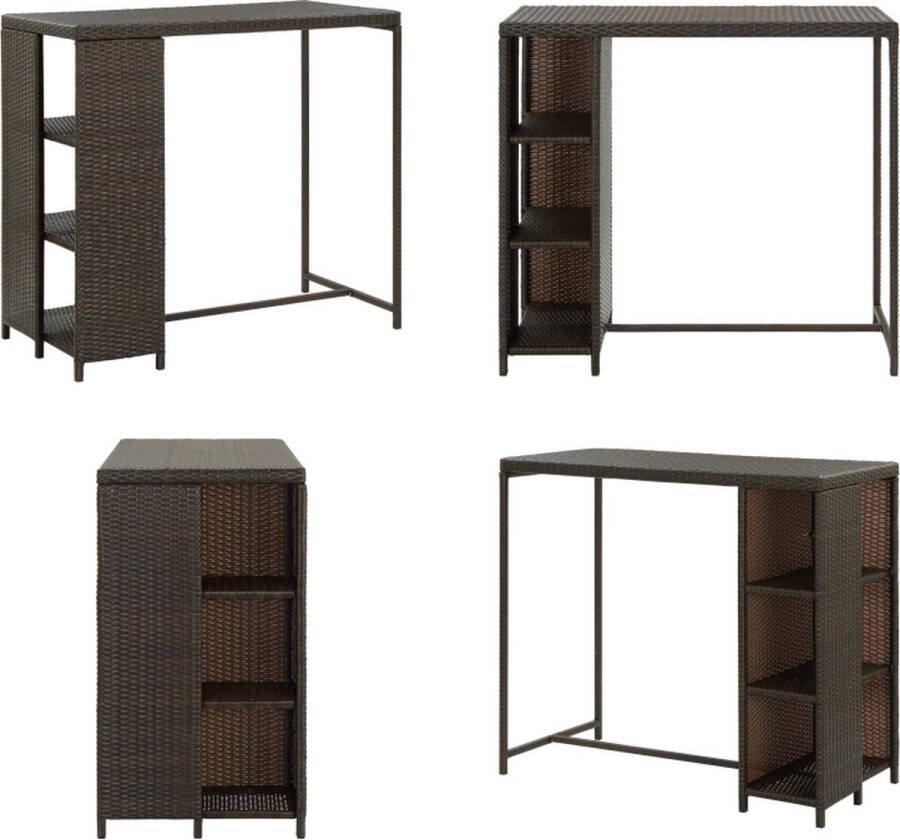 VidaXL Bartafel met opbergrek 120x60x110 cm poly rattan bruin Bartafel Bartafels Tuintafel Tuintafels