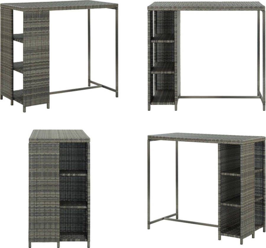 VidaXL Bartafel met opbergrek 120x60x110 cm poly rattan grijs Bartafel Bartafels Tuintafel Tuintafels