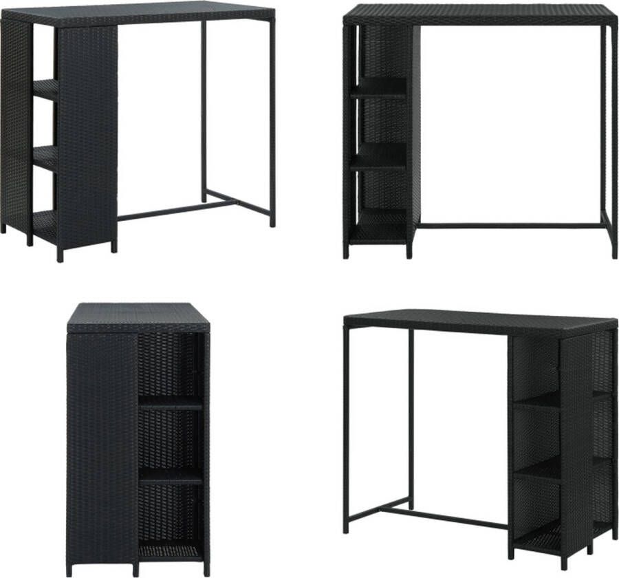 VidaXL Bartafel met opbergrek 120x60x110 cm poly rattan zwart Bartafel Bartafels Tuintafel Tuintafels