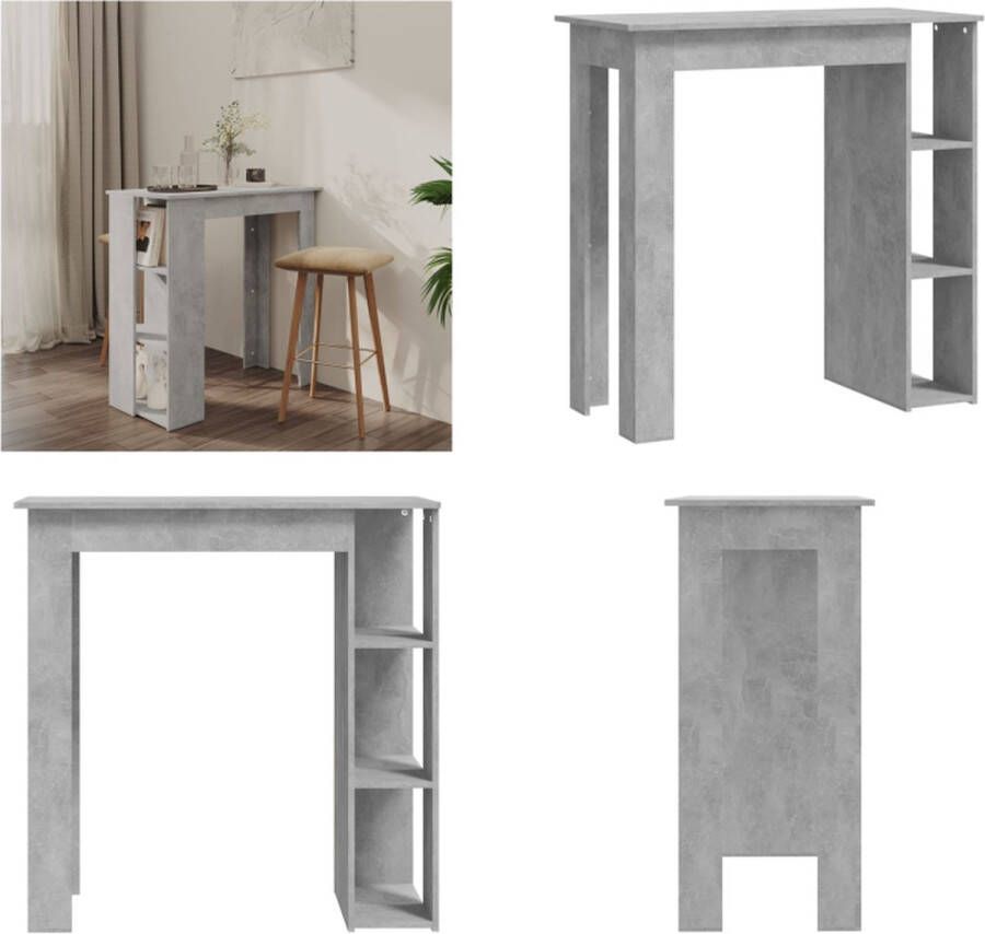 VidaXL Bartafel met schap 102x50x103 5 cm bewerkt hout betongrijs Bartafel Bartafels Pubtafel Kroegtafel