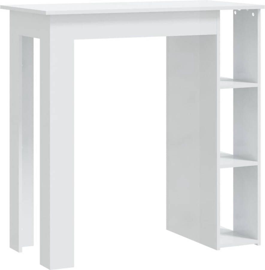 VidaXL -Bartafel-met-schap-102x50x103 5-cm-bewerkt-hout-hoogglans-wit - Foto 2