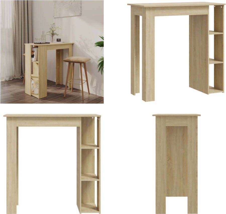 VidaXL Bartafel met schap 102x50x103-5 cm spaanplaat sonoma eikenkleur Bartafel Bartafels Pubtafel Kroegtafel