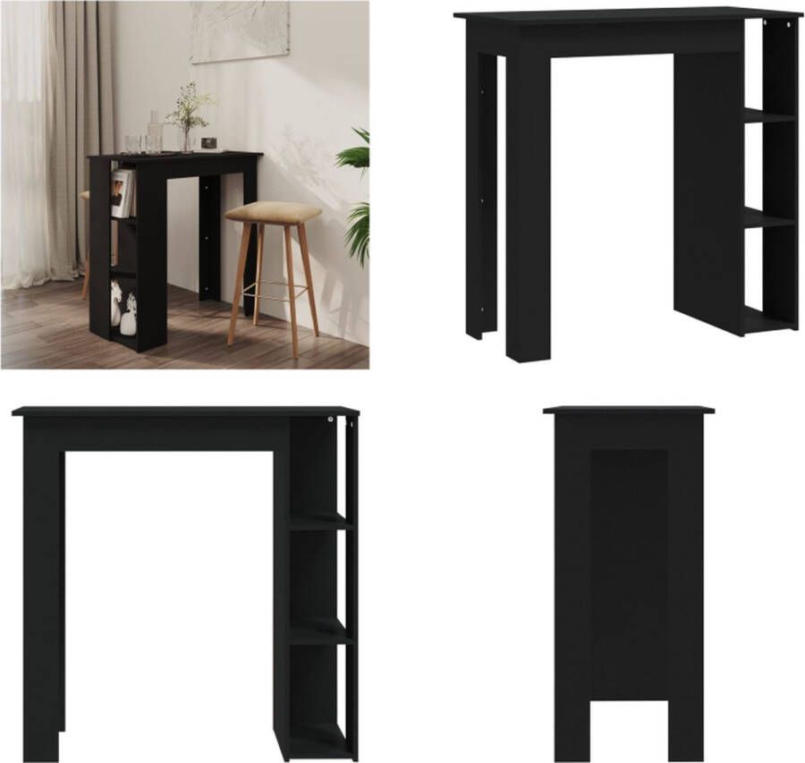 VidaXL Bartafel met schap 102x50x103 5 cm bewerkt hout zwart Bartafel Bartafels Pubtafel Kroegtafel