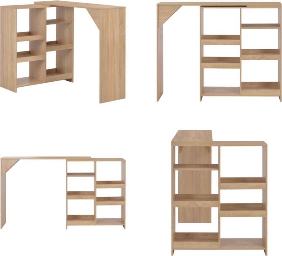 VidaXL Bartafel met verplaatsbaar schap 138x39x110 cm eikenkleurig Bartafel Bartafels Bistrotafel Bistrotafels