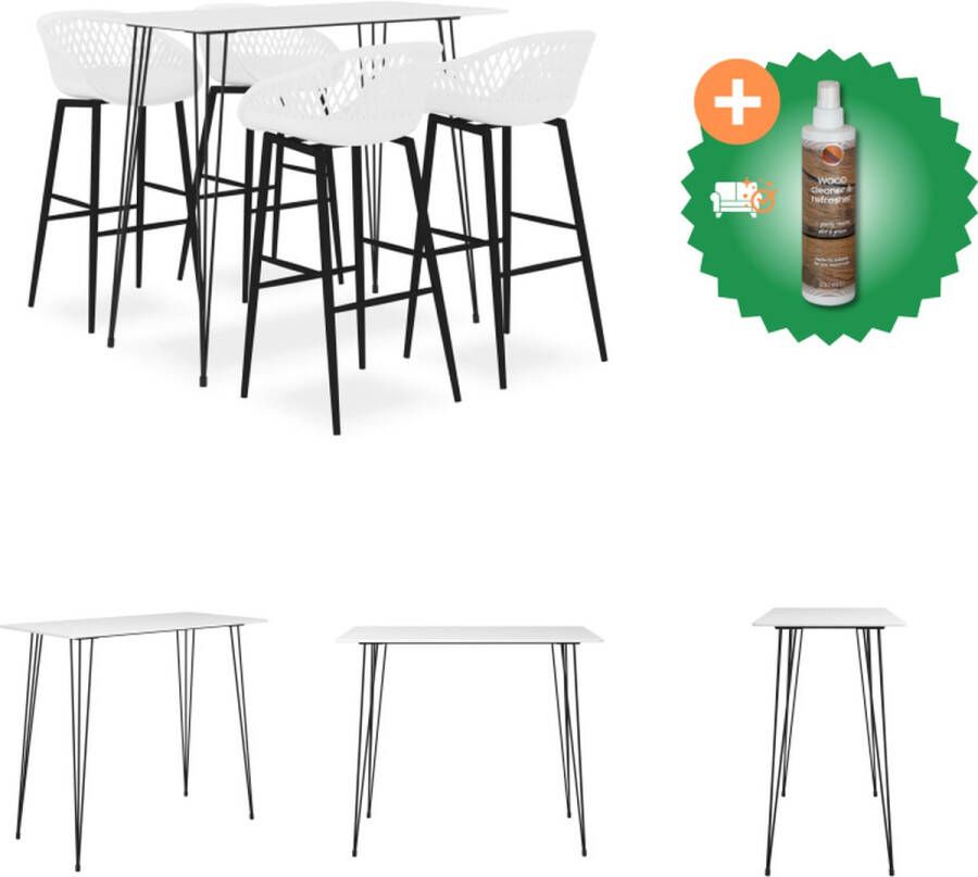 VidaXL Bartafel Modern Wit 120 x 60 x 105 cm MDF en metaal Set tafel en stoelen Inclusief Houtreiniger en verfrisser