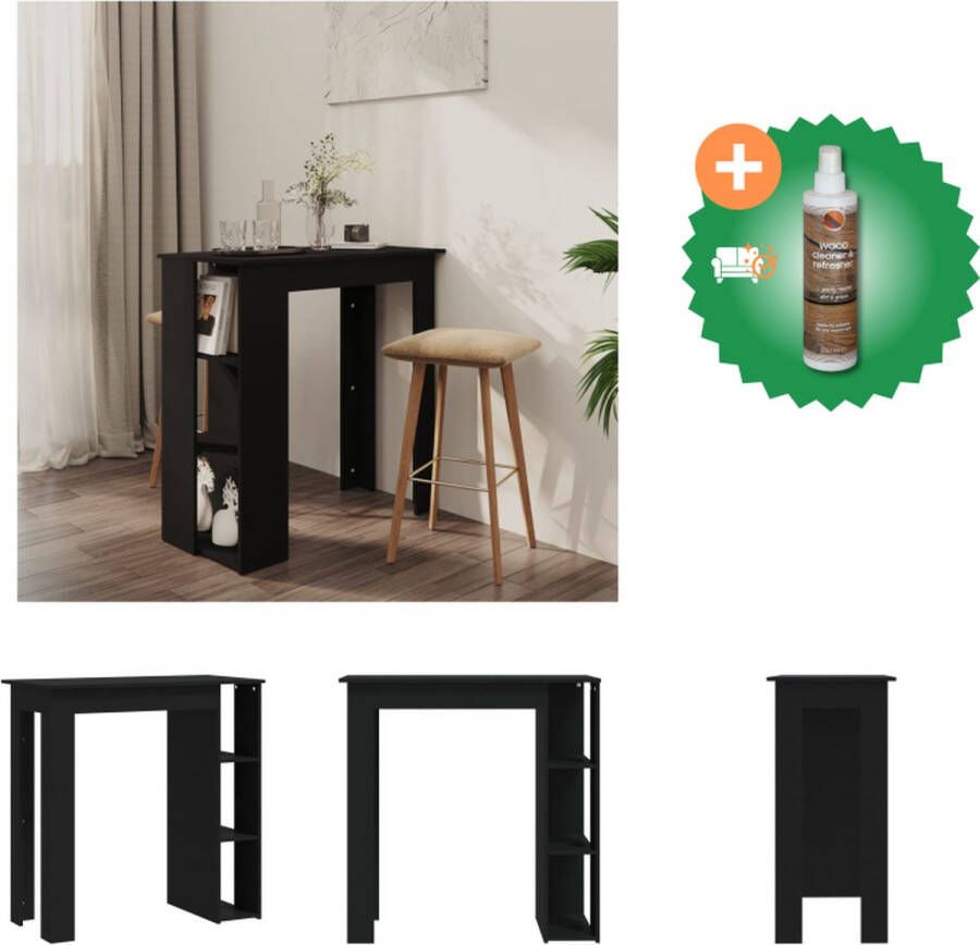 VidaXL Bartafel Modern Zwart 102 x 50 x 103.5 cm 3 Opbergvakken Tafel Inclusief Houtreiniger en verfrisser