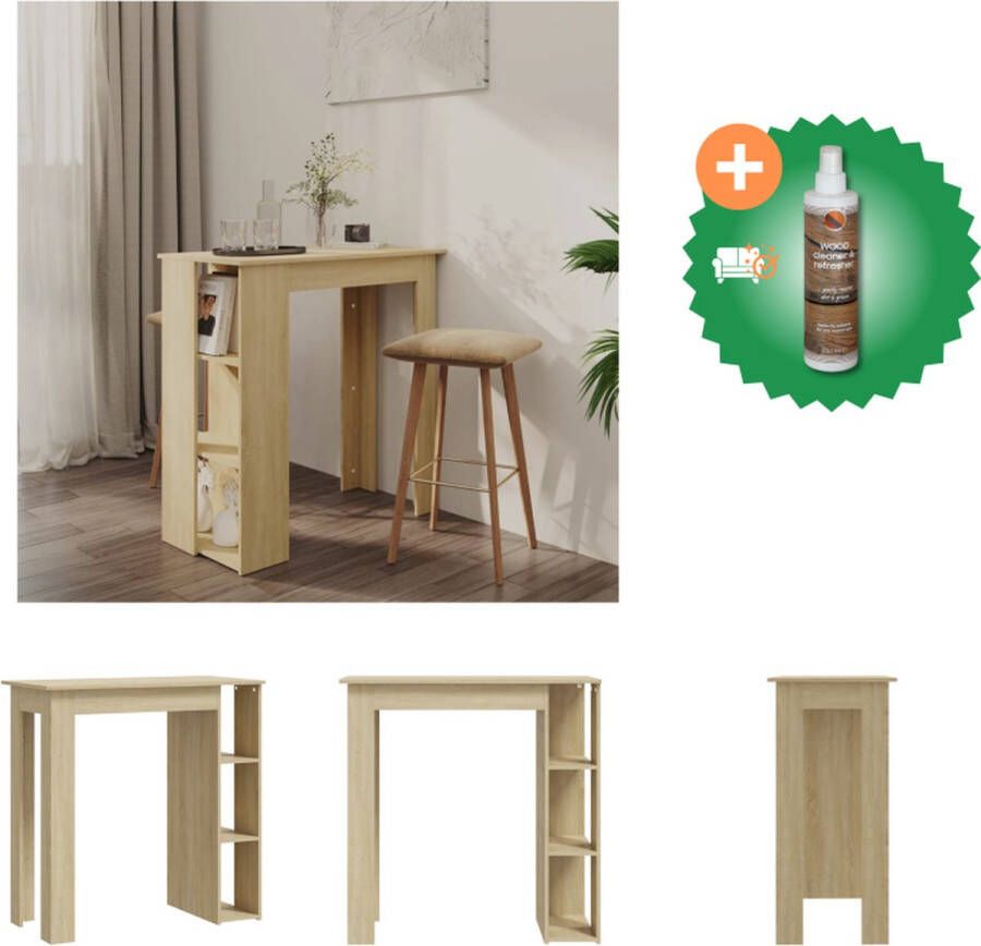 VidaXL Bartafel Sonoma Eiken Ruimtebesparend en Duurzaam 102x50x103.5cm Met Opbergvakken Montage vereist Tafel Inclusief Houtreiniger en verfrisser