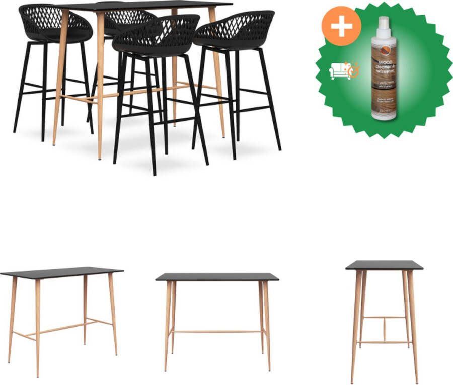 VidaXL Bartafel Statafel 120 x 60 x 105 cm MDF en metaal Zwart Set tafel en stoelen Inclusief Houtreiniger en verfrisser
