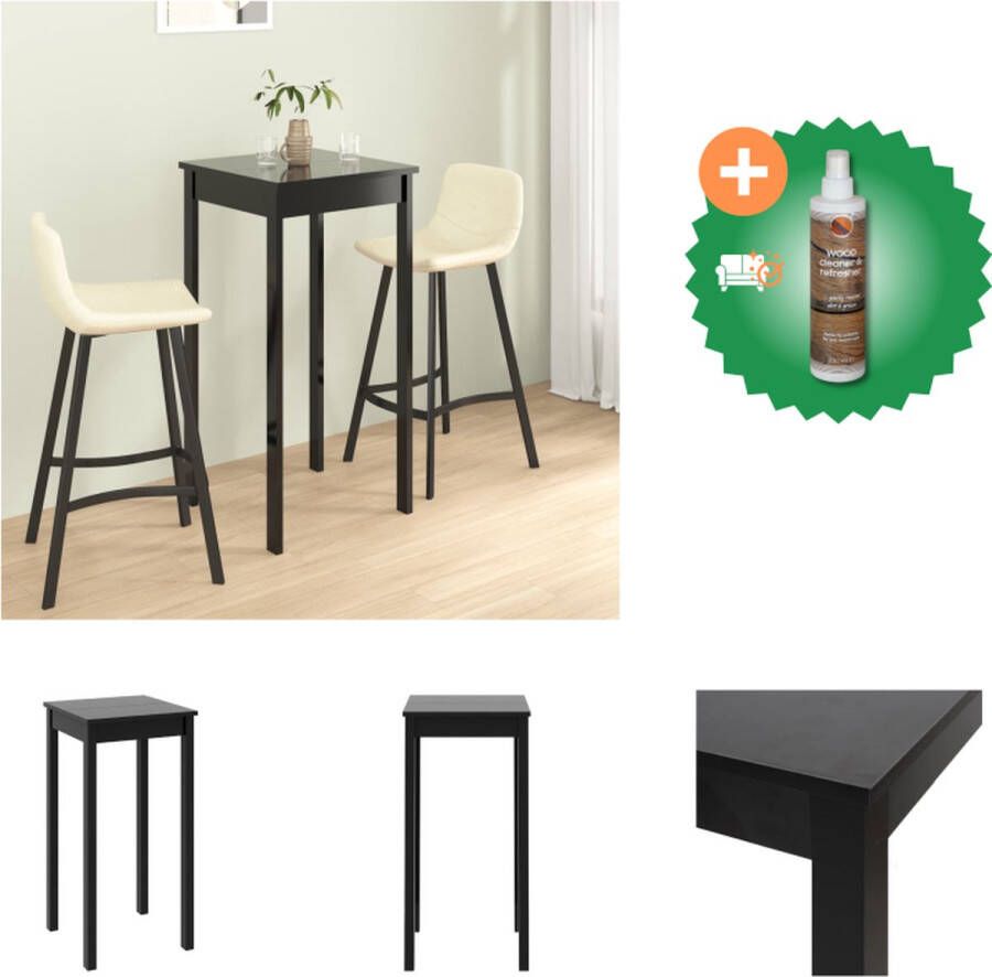 VidaXL Bartafel Tafel 55 x 55 x 107 cm MDF tafelblad Zwart Grenenhouten poten Tafel Inclusief Houtreiniger en verfrisser